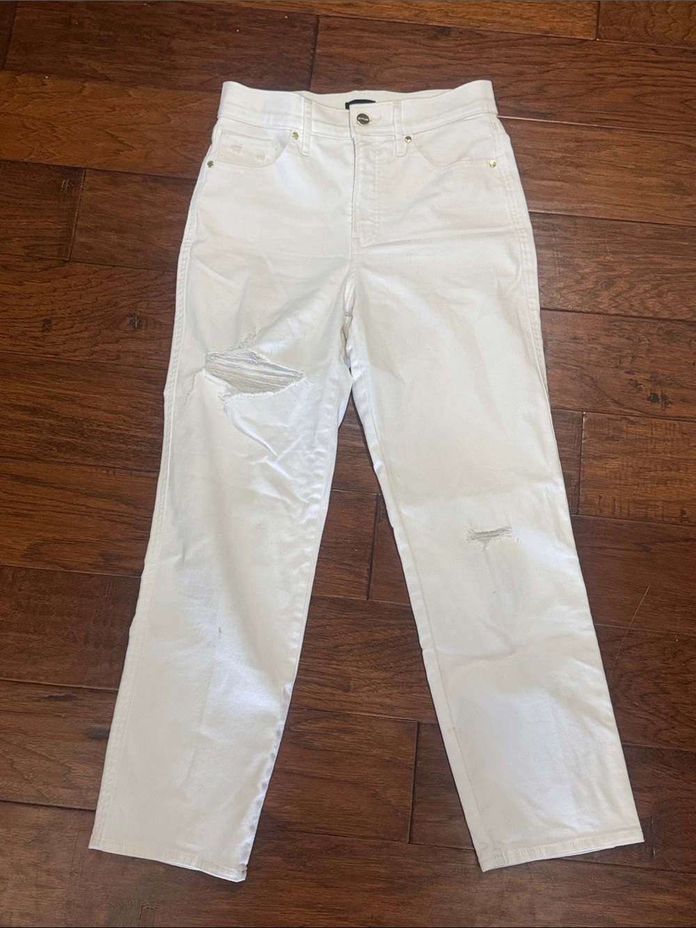 Express White Distressed Boyfriend Jeans
